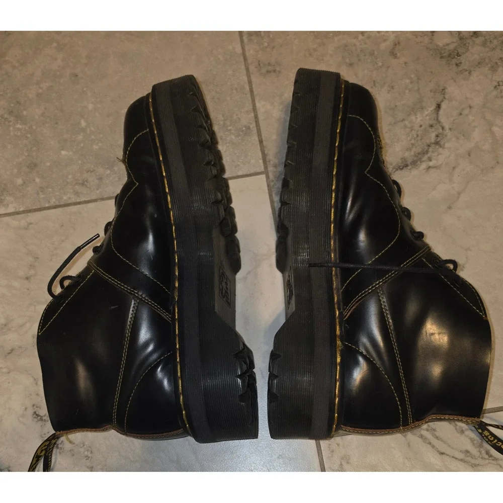 Dr. Martens Church Quad Monkey Boots Black Leather Platform Mens 10 Womens 11